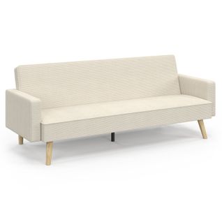 Canapé Droit Scandinave 3 Places Convertible Lars Velours Côtelé Beige