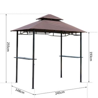 Pavillon Abri Tonnelle De Jardin Pour Barbecue Chocolat - 2,45 x 1,50 x 2,55 m