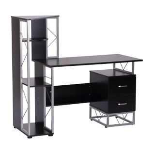 Bureau Informatique Design Industriel Multi-rangement Noir
