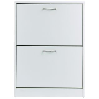 Armoire à Chaussures 2 Portes Abattantes Blanc