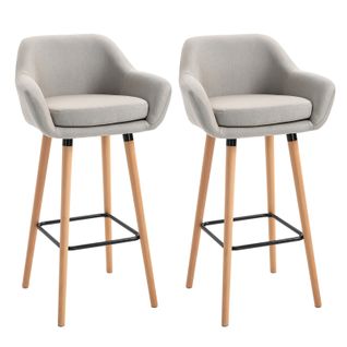 Lot De 2 Tabourets De Bar Style Scandinave Repose-pieds Et Accoudoirs