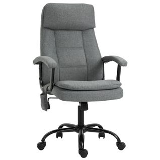 Fauteuil Bureau Manager Massant Pivotant Hauteur Réglable Tissu Lin Gris