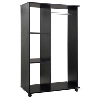 Armoire Penderie De Rangement Sur Roulettes 2 Étagères Noir
