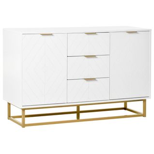 Buffet Design Contemporain Graphique Métal Doré Mdf
