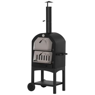 Four à Pizza Extérieur Au Charbon De Bois Acier Au Carbone Noir Gris