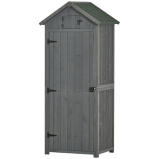 Armoire De Jardin 3 Étagères 2 Portes Loquets Bois Sapin
