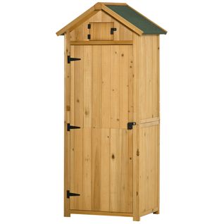 Armoire De Jardin 3 Étagères 2 Portes Loquets Bois Sapin