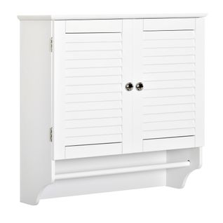 Armoire Haute Murale 2 Portes Persiennes Avec Étagère Blanc