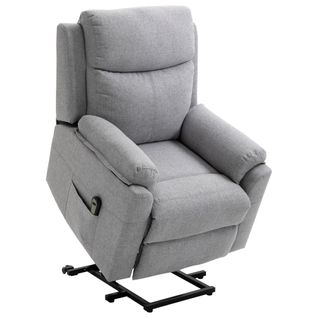 Fauteuil Releveur De Relaxation Réglable Tissu Gris Clair Chiné