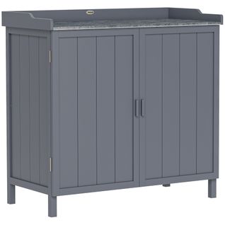 Armoire De Jardin Table De Rempotage 2 En 1 Bois Gris