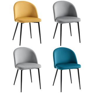 Lot De 4 Chaises De Visiteur Design Scandinave Velours