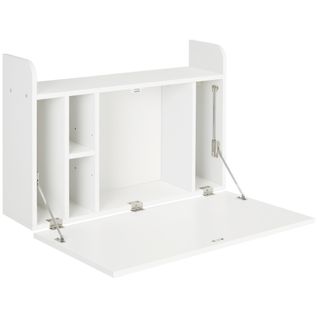 Bureau Mural Pliable Multi-rangement Blanc