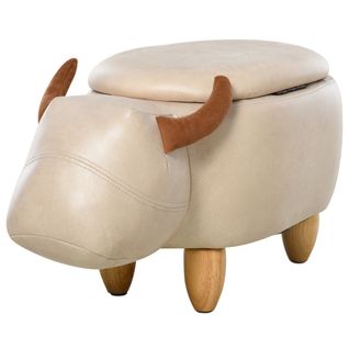 Pouf Coffre De Rangement 2 En 1 Motif Vachette