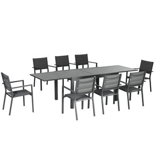 Ensemble De Jardin 8 Personnes Table Extensible Gris