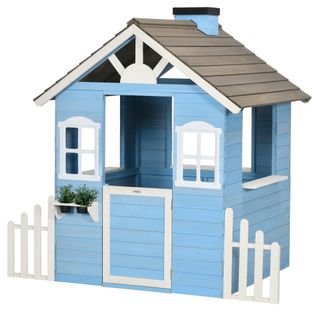 Maisonnette De Jeux Enfant - Bois Sapin Bleu Blanc Gris
