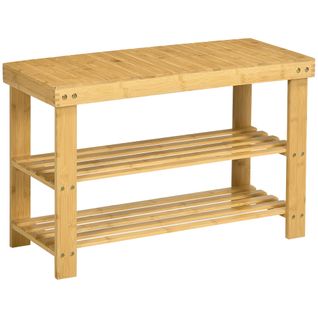 Banc à Chaussures 2 Étagères Bois Bambou