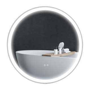 Miroir Rond Lumineux LED De Salle De Bain Ø 80 Cm Blanc Argent
