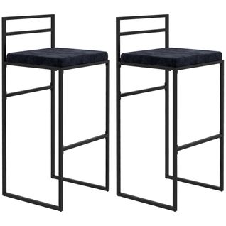 Lot De 2 Tabourets De Bar Design - Acier Velours Noir