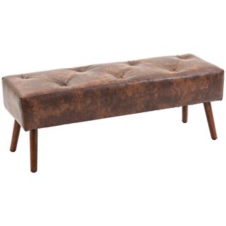 Banc Banquette Capitonnée Style Classique Chic Marron Effet Vieilli