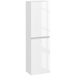 Meuble Colonne Salle De Bain 2 Portes Étagères Façade Blanc Laqué