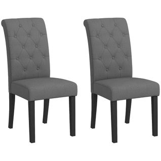 Lot De 2 Chaises Style Chesterfield Lin Anthracite