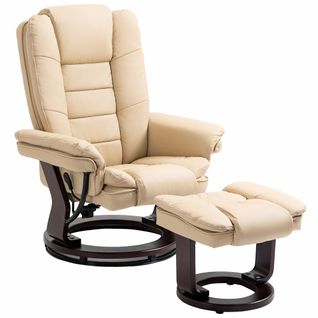 Fauteuil De Relaxation Inclinable Pivotant Avec Repose-pied Pu