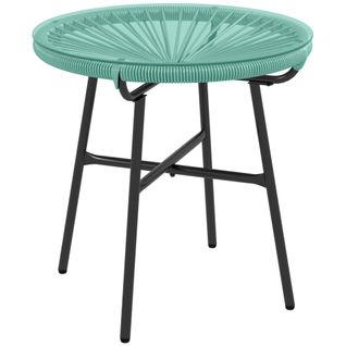 Table Basse Ronde De Jardin En Résine Tressée Métal