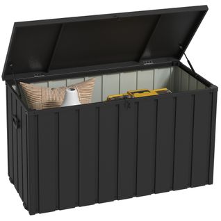 Coffre De Rangement Jardin 450l Acier Pp Anthracite