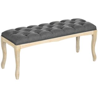 Banc Banquette Capitonnée Style Classique Chic Bois Lin