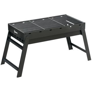 Barbecue à Charbon De Bois Pliable Portable Avec Grille Acier Noir