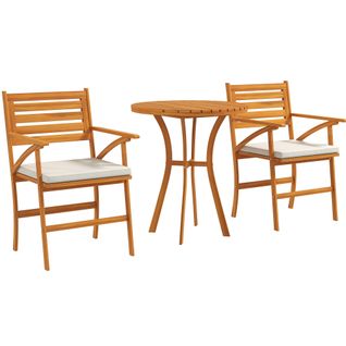 Ensemble Bistro De Jardin 2 Places 3 Pièces Coussins Déhoussables Bois De Pin Verni