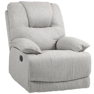 Fauteuil Relax Inclinable Réglable Repose-pied Intégré Tissu Gris Clair