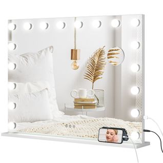 Miroir Maquillage Hollywood LED Réglable Grossissant USB Blanc