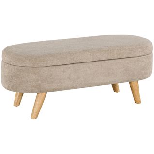 Banquette Coffre De Rangement 2 En 1 Design Scandinave Velours Beige