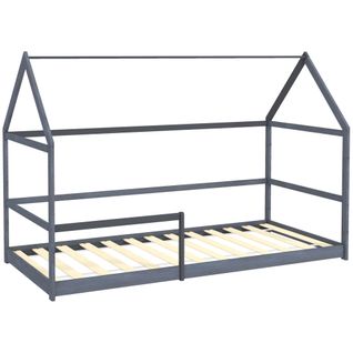 Lit Cabane Enfant 90x190cm - Sommier, Barrière Inclus - Bois