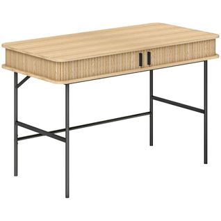 Bureau Style Scandinave - 2 Portes, 2 Compartiments - Acier Noir Aspect Bois Clair