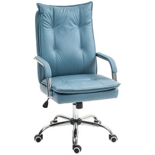 Chaise De Bureau Manager Design Métal Chromé Tissu Bleu