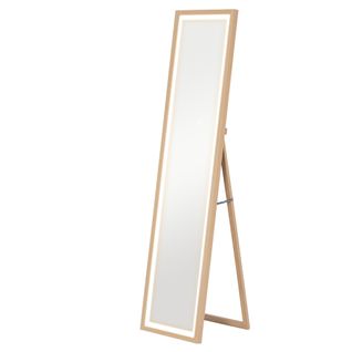 Grand Miroir LED Pleine Longueur 40 X 160 Cm Autoportant Ou à Fixer Réglable Effet Bois