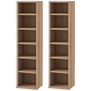 Lot De 2 Étagères Colonnes Rangement Max. 204 Cd Chêne