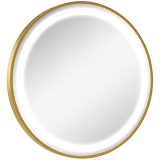 Miroir Rond LED Tactile Réglable Salle De Bain Dia. 60 Cm Alu Doré
