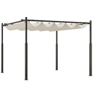 Pergola Rétractable 3 X 3 M Acier Époxy Noir Polyester 180 G/m² Upf30+