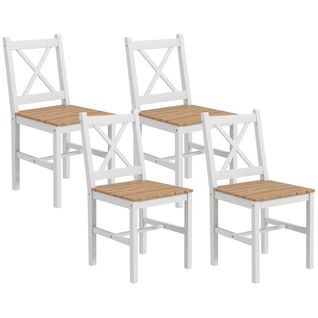 Lot De 4 Chaises De Salle à Manger Esprit Campagne Bois Blanc