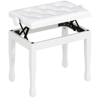 Tabouret De Piano Hauteur Réglable Blanc