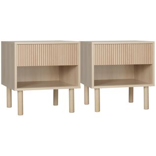 Lot De 2 Chevets Design Urban Craft Tiroir Niche Effet Bois Clair Naturel