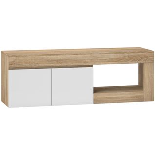 Meuble TV Style Moderne Bicolore 2 Portes Niche 140 X 40 X 48 Cm