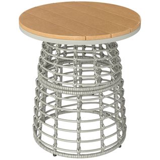 Table Basse De Jardin Table D'appoint Extérieur Résine Aspect Rotin Métal