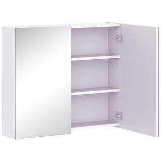 Armoire Miroir Murale De Salle De Bain 3 Étagères Blanc