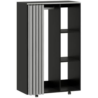 Armoire Penderie Sur Roulettes - Tringle, 3 Compartiments