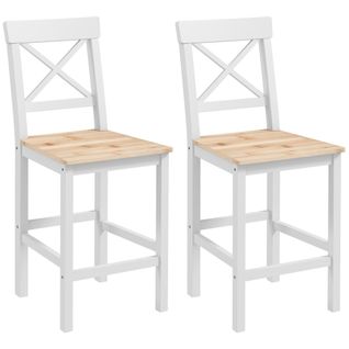 Lot De 2 Chaises Hautes Chaises De Bar Style Campagne Chic Bois Pin