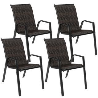 Lot De 4 Chaises De Jardin Empilables Avec Accoudoirs Résine